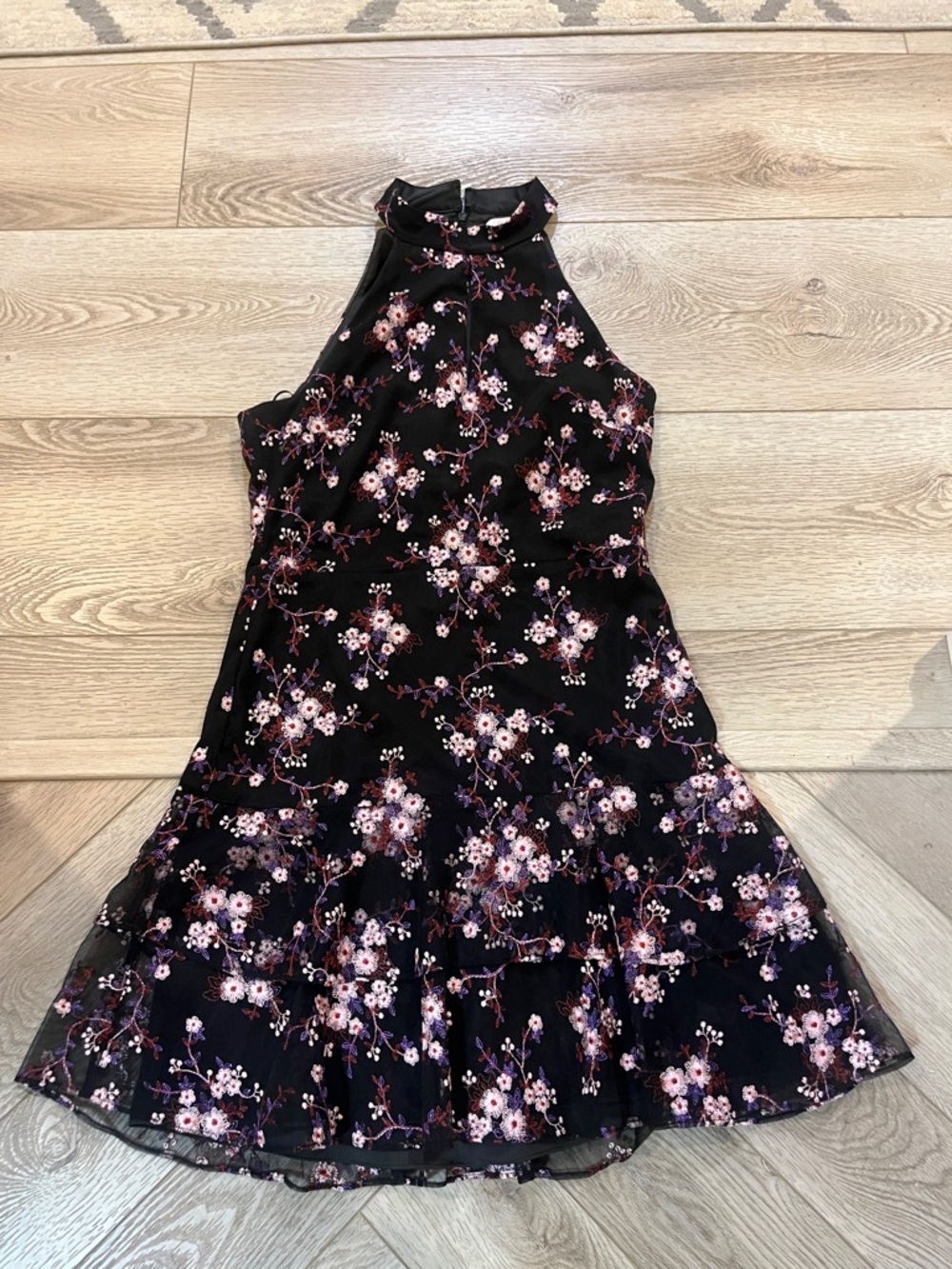 Parker Wonens Black Floral Halter Dress